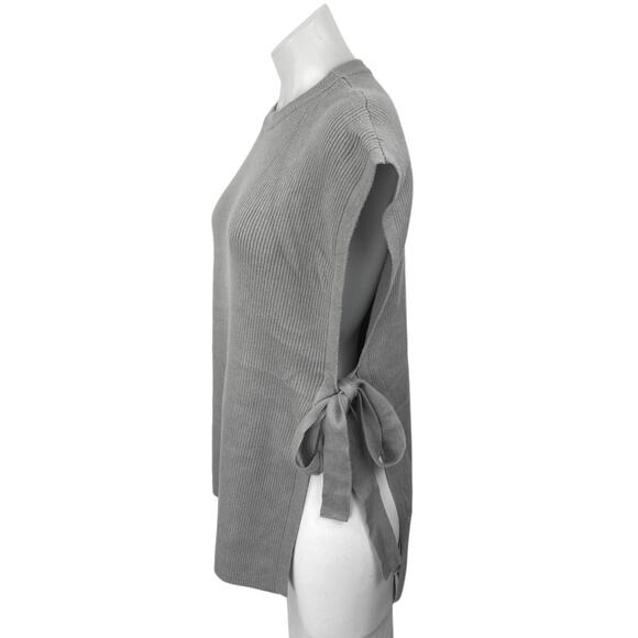 Zara Women's Gray Rib Knit Sleeveless Open Side Bow Tie Sweater Vest Tank Top S - Picture 2 of 5